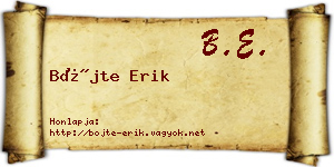 Böjte Erik névjegykártya